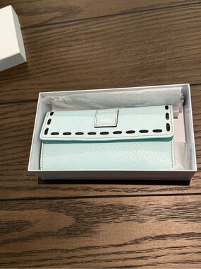 Dooney & Bourke Pale Blue Card & Key Holder with Contrast Stitching Wallet